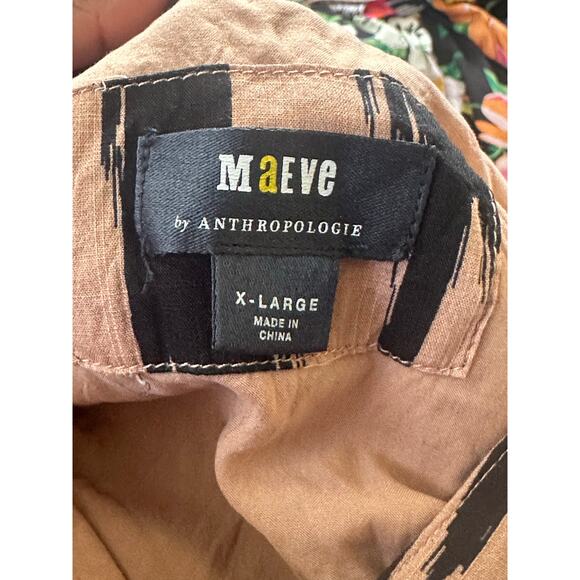 Maeve Cassandra Maxi Dress Flutter Sleeve Ruffle Hem Black Tan Womens Size XL - Picture 3 of 7